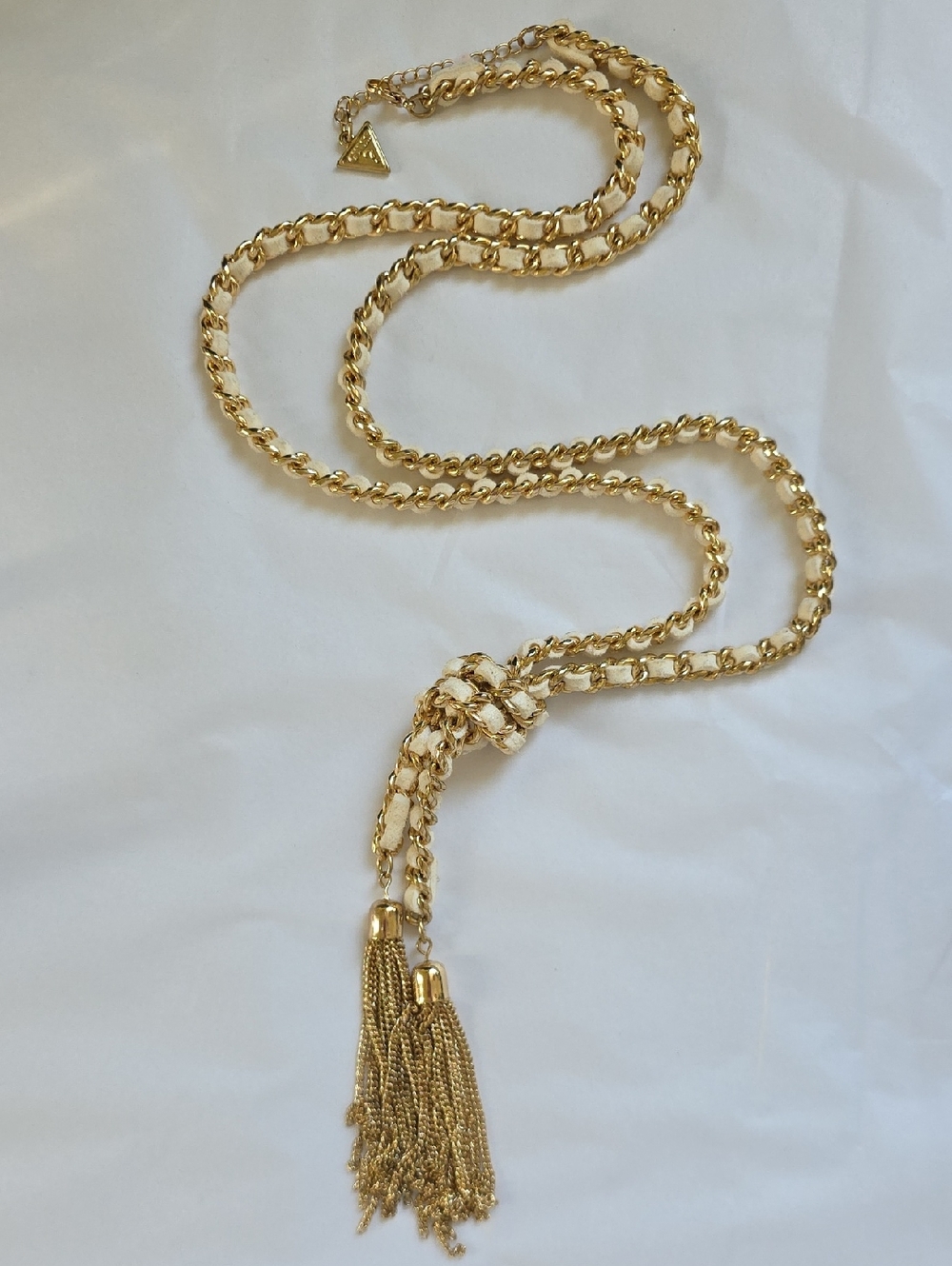 Guess Rose Gold Knot Tassel Lariat 20" Necklace